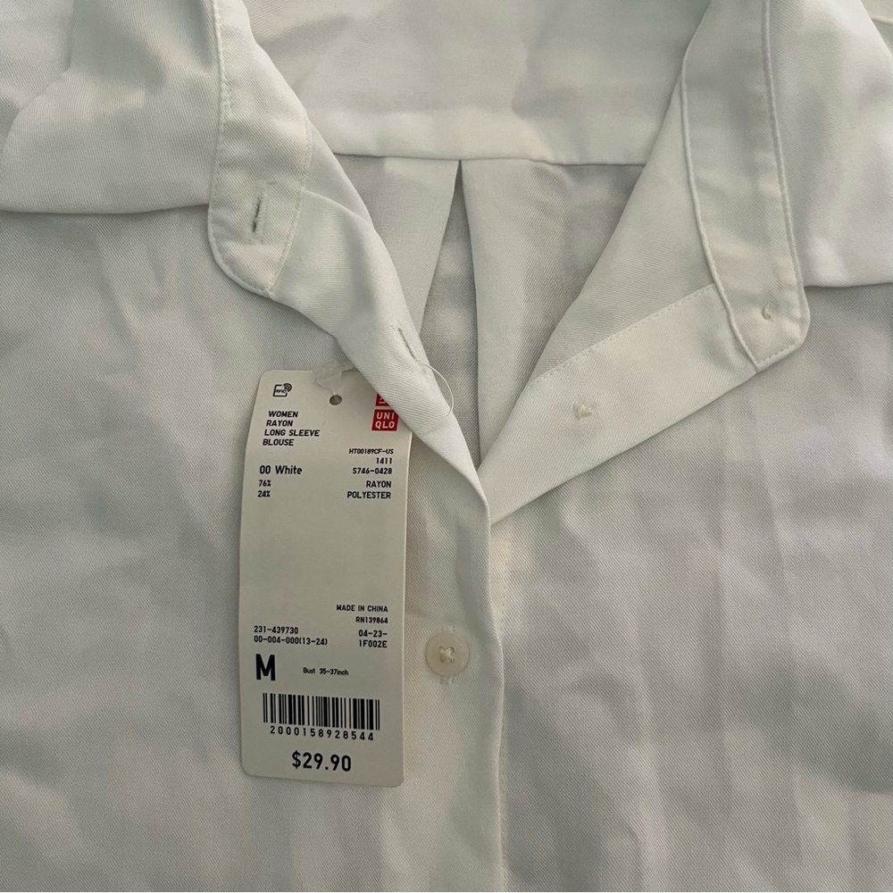 Uniqlo Rayon Long Sleeve Blouse - Picture 9 of 14